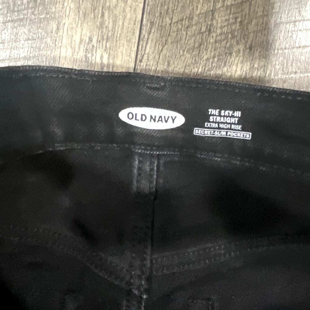 Old Navy Jeans Women’s Size 30 Black High Waist Straight Fit - Picture 4 of 6